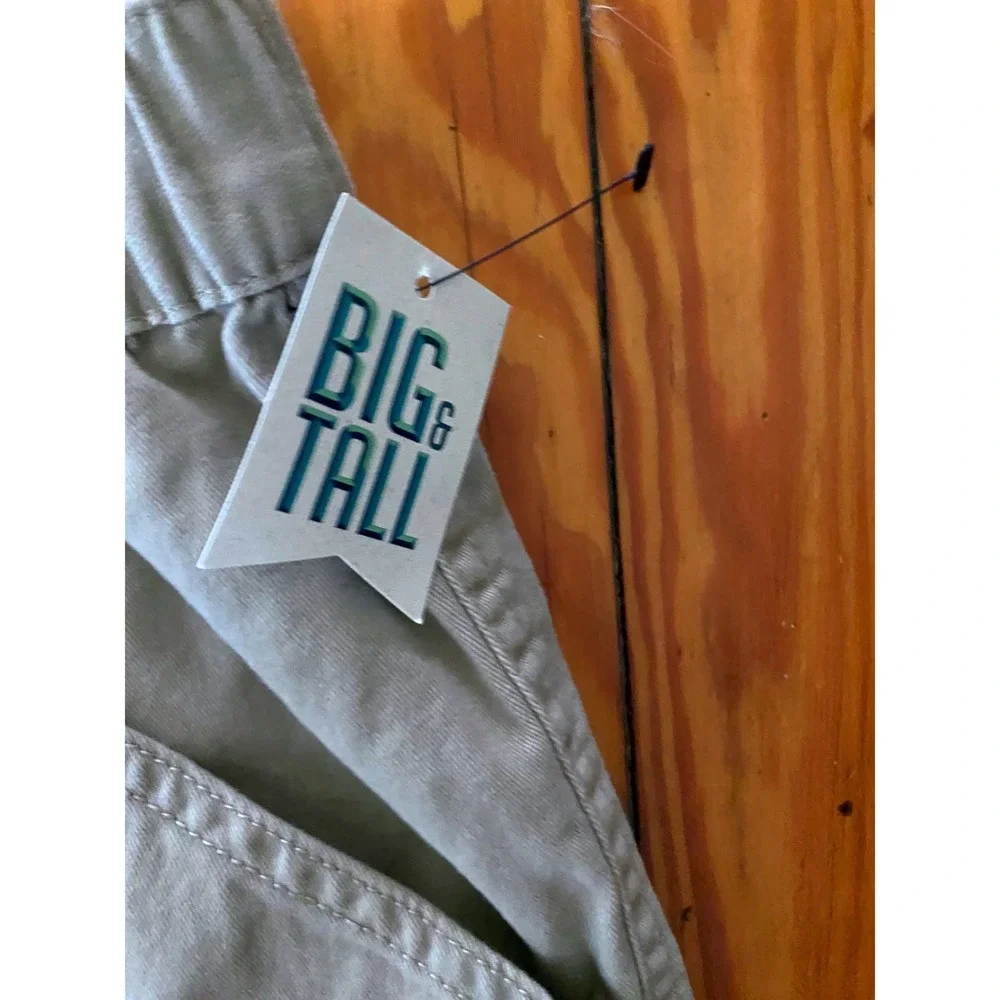 NWT Croft & Barrow Mens Big & Tall Side-Elastic Cargo Shorts Tan Khaki Cotton 48